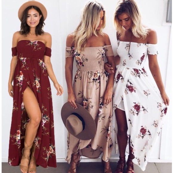 Dresses & Skirts - Available Chiffon Maxi Lining Floral Beach Dress